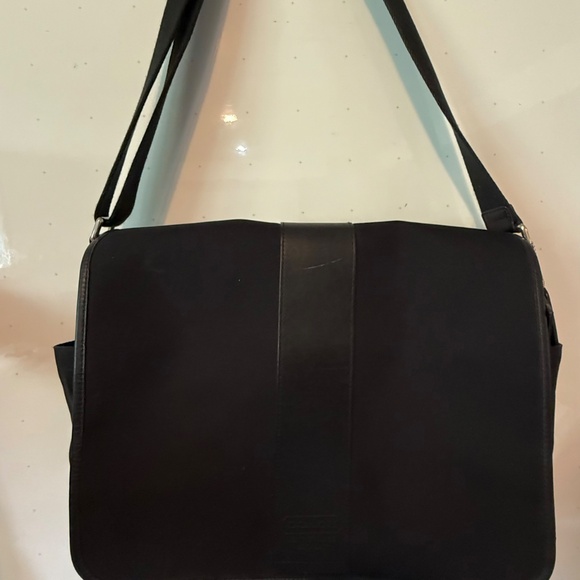 Coach Messenger Bag-Black Fabric with Leather Trim - Picture 2 of 8
